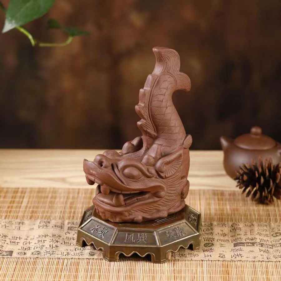 Chiwen Ceramic Feng Shui Statue – Fire-Dispelling Guardian for "Fire over Heaven Gate" (180mm)